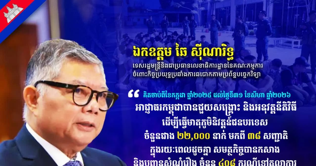 ឯកឧត្តម ឆៃ ស៊ីណារិទ្ធ ទេសរដ្ឋមន្ត្រីនិងជាប្រធានលេខាធិការដ្ឋាននៃគណៈកម្មការចំពោះកិច្ចប្រយុទ្ធប្រឆាំងការឆបោកតាមប្រព័ន្ធបច្ចេកវិទ្យា