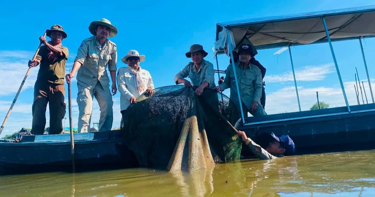 សមត្ថកិច្ចជលផលកំពង់ចាម សហការជាមួយអាជ្ញាធរមូលដ្ឋាន ចុះពិនិត្យនិងបង្ក្រាបបទល្មើសនេសាទពីករណីក្នុងភូមិសាស្ត្រស្រុកព្រៃឈរ