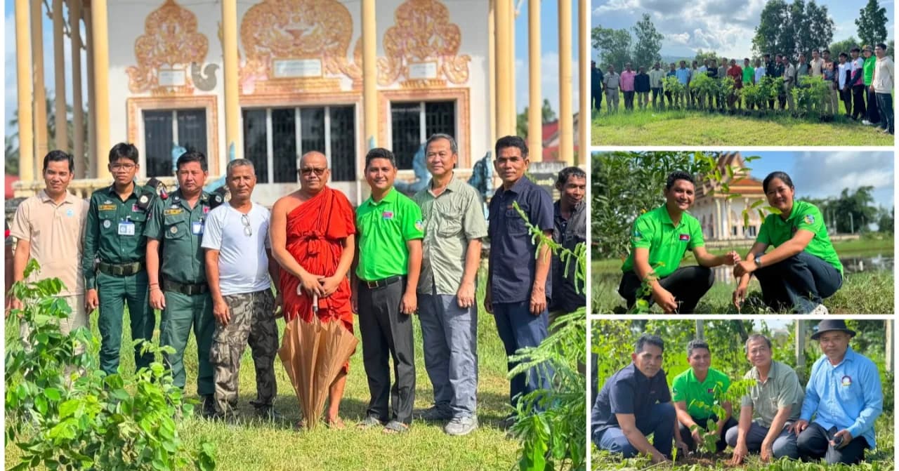 កូនឈើចំនួន ១៣០ដើម ត្រូវបានដាំនៅក្នុងបរិវេណវត្តព្រែកត្នោត